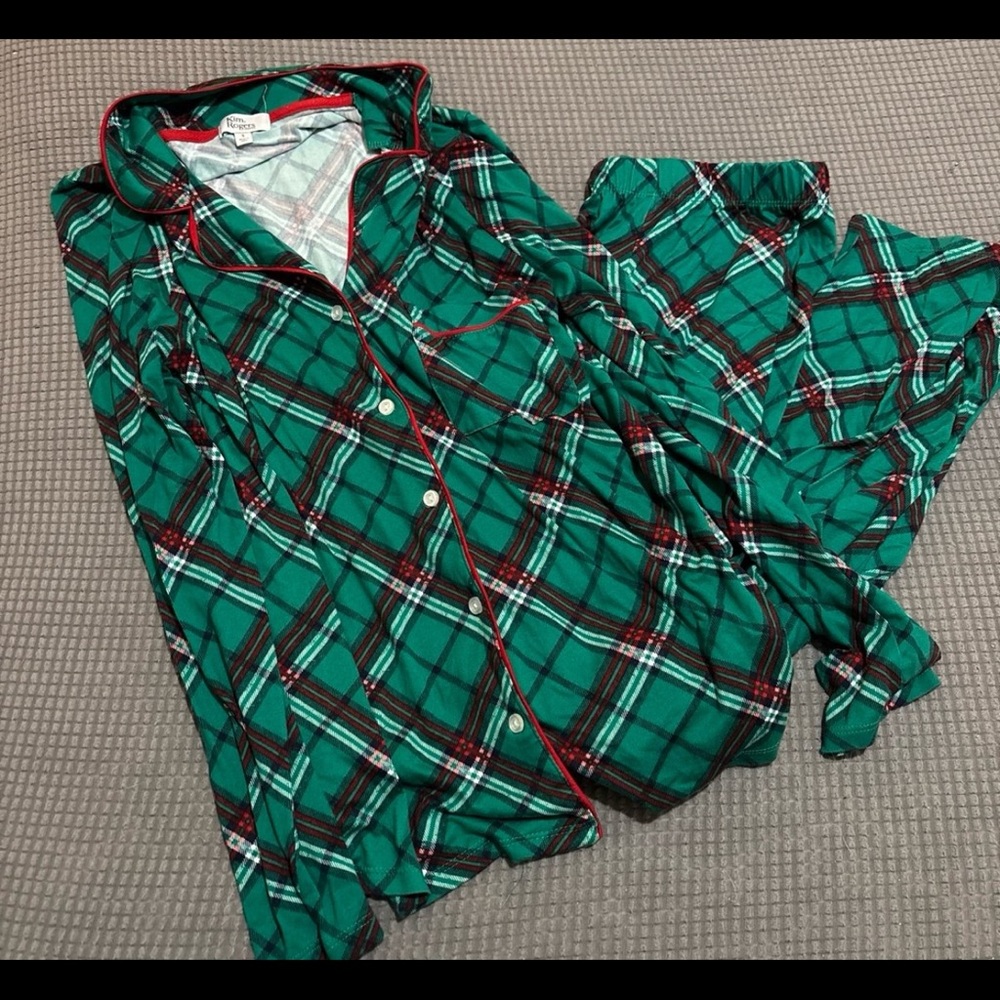Kim Rogers Green and Red Plaid Pajama set